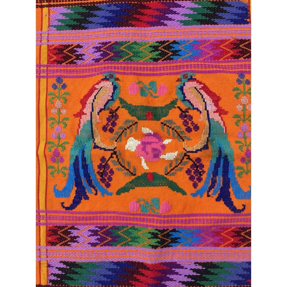 Vtg Guatemalan Table Runner Tapestry /Embroidered 42